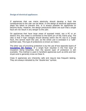Design of electrical appliances