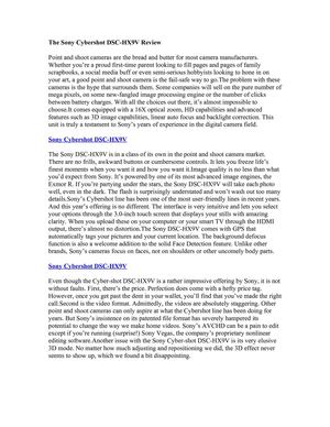 The Sony Cybershot DSC-HX9V Review