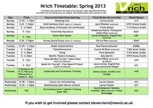 NRICH TIMETABLE - SPRING 2013
