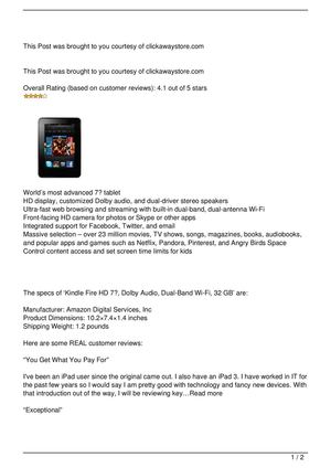 Kindle Fire HD 7″, Dolby Audio, Dual-Band Wi-Fi, 32 GB Review