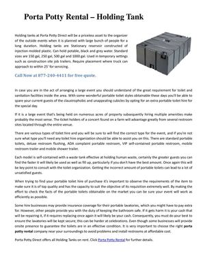 Porta Potty Rental Holding Tank