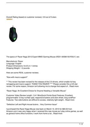 Razer Naga 2012 Expert MMO