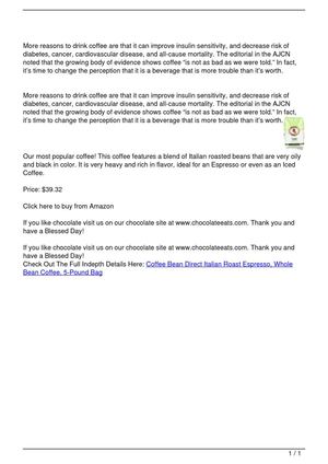 Coffee Bean Direct Italian Roast Espresso, Whole Bean Coffee, 5-Pound Bag