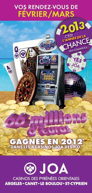 JOA CASINOS - agenda animations février/mars