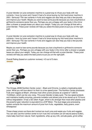 Omega J8006 Juicer Review