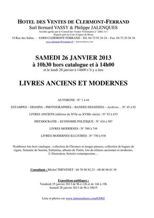 LIVRES ANCIENS ET MODERNES 26-01-2013 