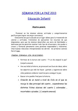 PROGRAMA DE ACTIVIDADES INFANTIL PAZ 2013