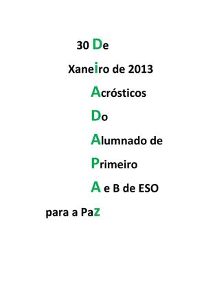 Acrósticos do Día da Paz