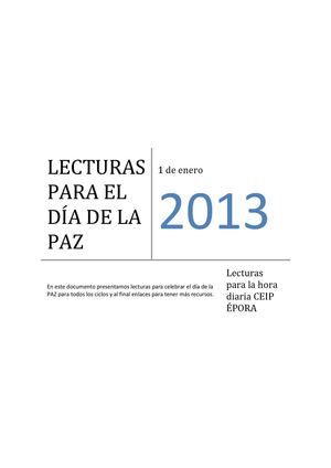 LECTURAS PARA LA SEMANA DEL 28 ENERO AL 1 DE FEBRERO 2013
