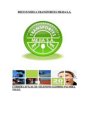 I.S.O. 28000 Transportes Mejía  S.A..