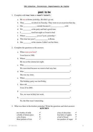 Past tense of the verb BE