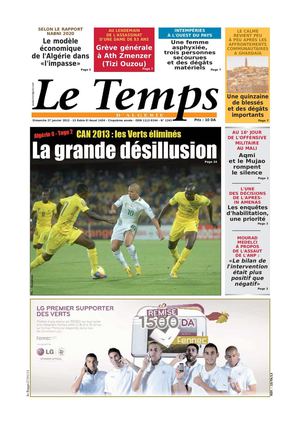 Le Temps d'Algérie Edition du Dimanche 27 Janvier 2013
