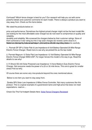 Solar Fence Chargers Reviewed