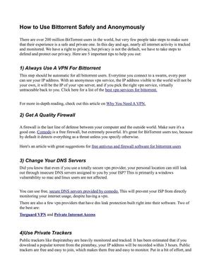 5 Tips for Safe Anonymous Bittorrent Use
