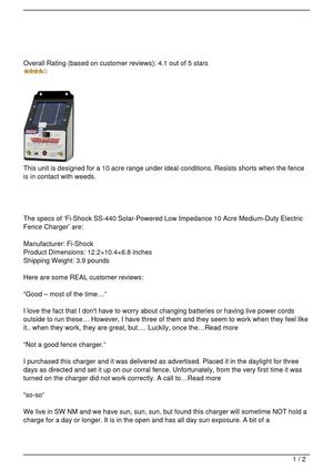 Fi-Shock Solar Fence Charger
