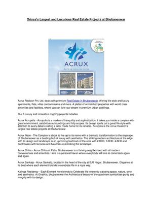 Orissa’s Largest and Luxurious Real Estate Projects at Bhubaneswar