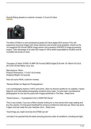 Nikon D7000 Review