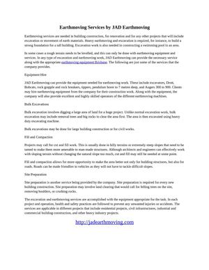 Earthmoving Services by JAD Earthmoving