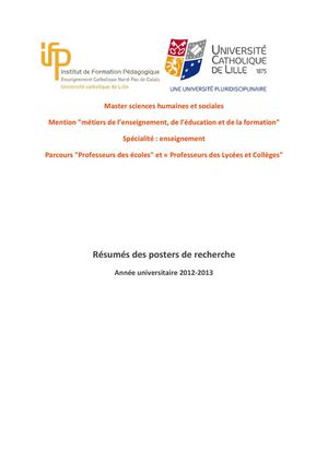 Résumés de recherche Master 2 MEF 2013 
