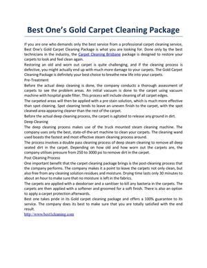 Best One’s Gold Carpet Cleaning Package