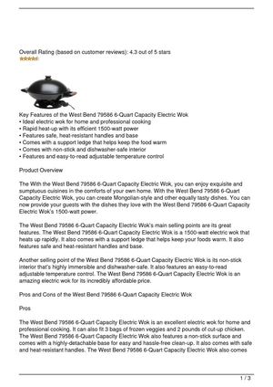 West Bend 79586 Electric Wok Review