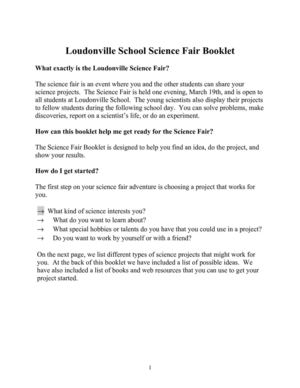 Loudonville Science Fair Booklet