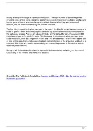 Laptops and Reviews 2013 – Get the best performing laptop at a good price!