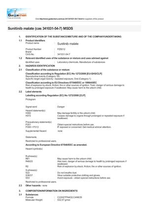 Sunitinib malate (cas 341031-54-7) MSDS
