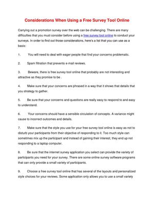 Considerations When Using a Free Survey Tool Online