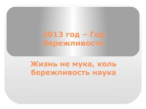 2013 год - Год бережливости