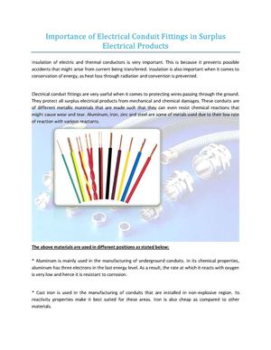 Importance of Electrical Conduit Fittings in Surplus Electrical Products
