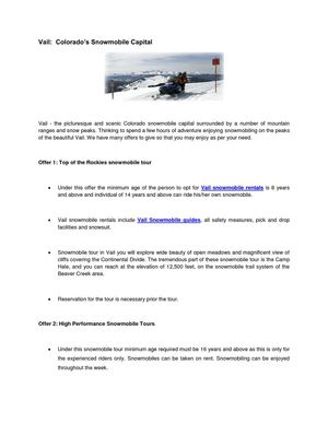 Vail  Colorado’s Snowmobile Capital