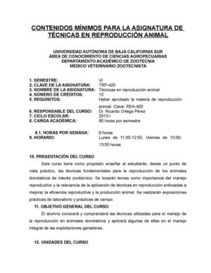 Contenido temático de técnicas en reproducción animal