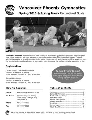 2013 Spring Recreational Program Brochure