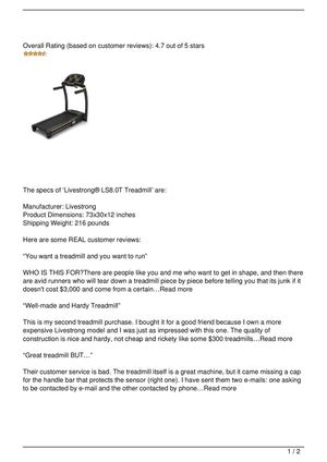 Livestrong® LS8.0T Treadmill Review