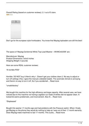 Maytag Centennial White Top Load Washer – MVWC400XW Review