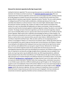 Discount for electronic cigarettes by Blu Cigs Coupon Code