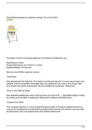 Graco Contempo Highchair (Fruit Salad, 6-36 Months) Review