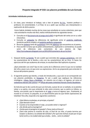 Actividades individuales y tareas de grupo para el Proyecto Integrado de 4º de ESO
