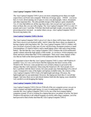 Asus Laptop Computer X401A Review