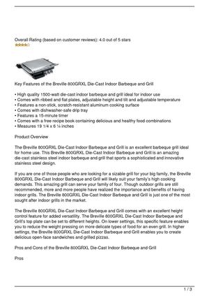 Breville 800GRXL Die-Cast Indoor Barbeque and Grill Review