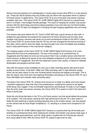 Canon EOS 7D – No Small APS-C