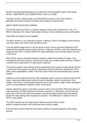 The best DSLR camera for entry level users  – the Nikon D3100!