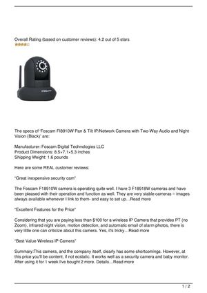 Foscam FI8910W Pan & Tilt IP/Network Camera with Two-Way Audio and Night Vision (Black) Review