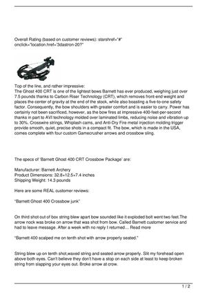 Barnett Ghost 400 CRT Crossbow Package Review