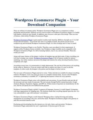 Wordpress Ecommerce Plugin – Your Download Companion