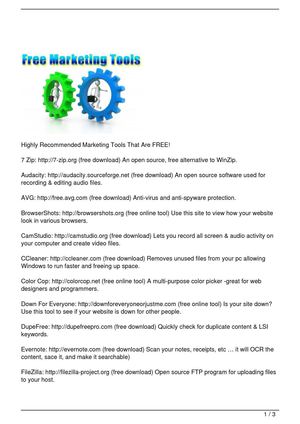 Free Marketing Tools