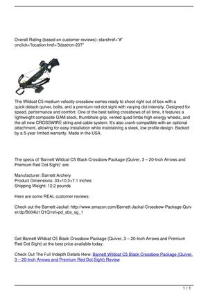 Barnett Wildcat C5 Black Crossbow Package (Quiver, 3 – 20-Inch Arrows and Premium Red Dot Sight) Review