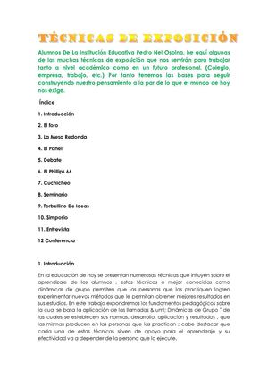 TÉCNICAS DE EXPOSICIÓN