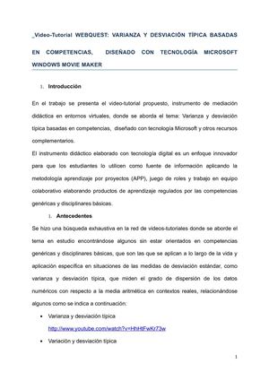 WebQuest: Varianza y desviación típica basadas en competencias
